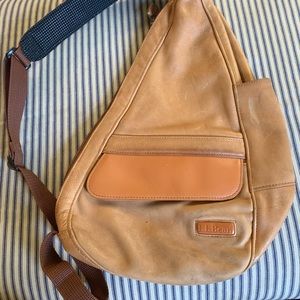 L.L. Bean blonde leather sling back pack
